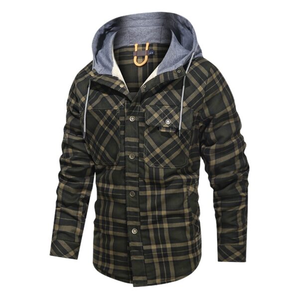 Men Warm Jacket Fleece Thick Men Slim Fit Hooded Jackets - Image 6