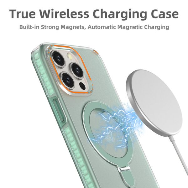 New Colorful Magnetic Bracket Phone Case With Holder Stand Cover For Magesafe Magnetic Transparent Wireless Charge Case For Phone6.99 - Image 4