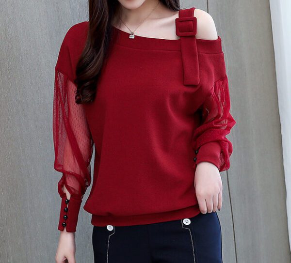 Autumn long sleeve shirt women fashion woman blouses sexy off shoulder top solid women blouse shirt clothing female9.86 - Image 4