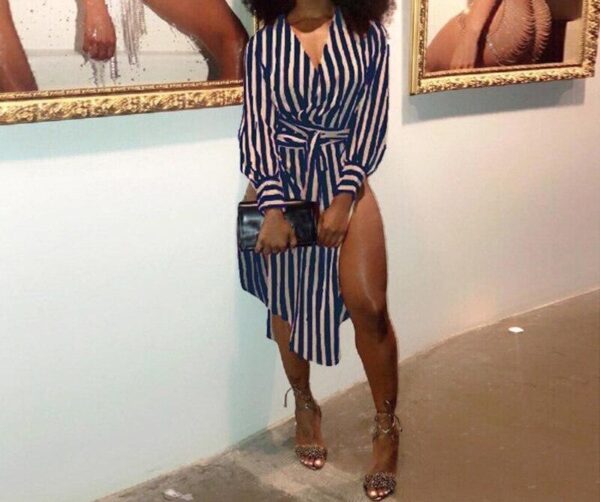Red Striped Casual Midi Dresses9.81 - Image 3
