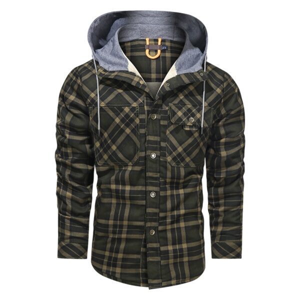 Men Warm Jacket Fleece Thick Men Slim Fit Hooded Jackets - Image 5