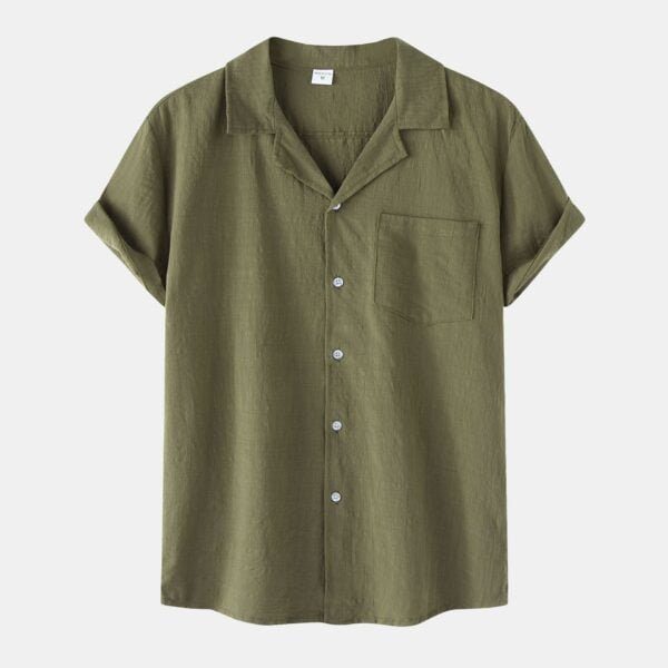 New Summer Cotton And Linen Short Sleeved Shirt Men - Image 6