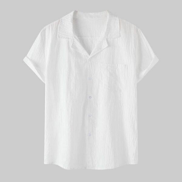 New Summer Cotton And Linen Short Sleeved Shirt Men - Image 4