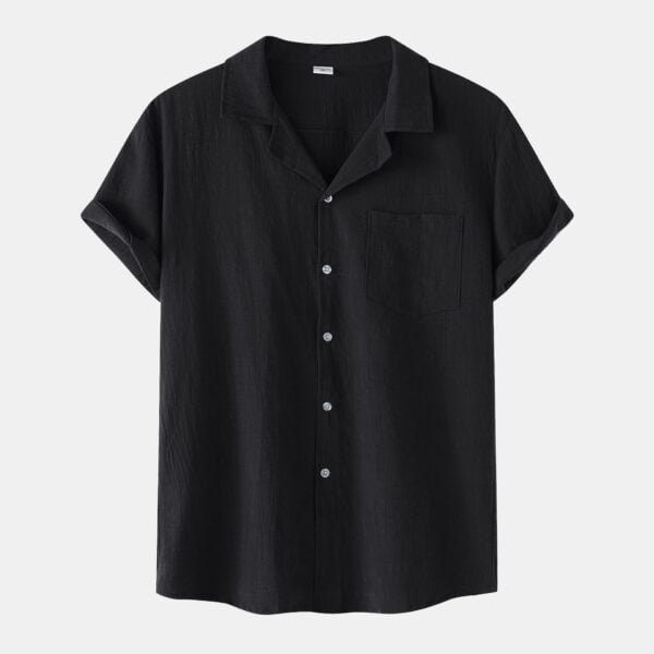 New Summer Cotton And Linen Short Sleeved Shirt Men - Image 2