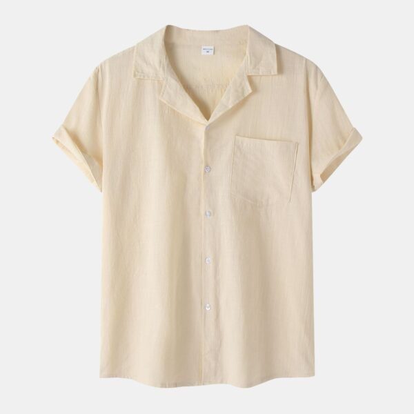 New Summer Cotton And Linen Short Sleeved Shirt Men - Image 5