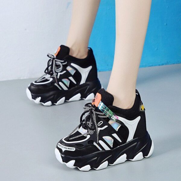 Fashion Women Breathable Mesh High Platform Mix Color Sneakers Height Increasing Casual Shoes Woman Chunky Sneakers19.16 - Image 2