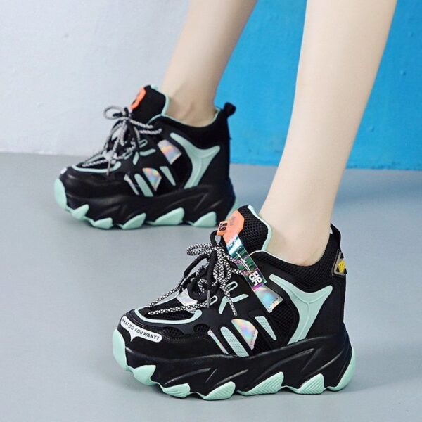 Fashion Women Breathable Mesh High Platform Mix Color Sneakers Height Increasing Casual Shoes Woman Chunky Sneakers19.16 - Image 4