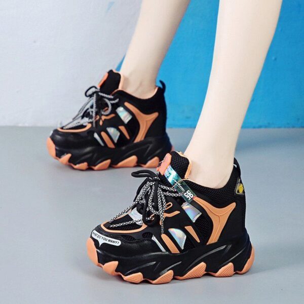 Fashion Women Breathable Mesh High Platform Mix Color Sneakers Height Increasing Casual Shoes Woman Chunky Sneakers19.16 - Image 3