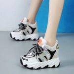 Fashion Women Breathable Mesh High Platform Mix Color Sneakers Height Increasing Casual Shoes Woman Chunky Sneakers19.16