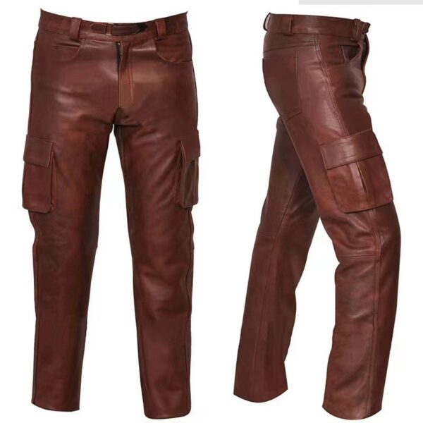 Solid Color Men's PU Leather Casual Leather Pants Trousers13.99 - Image 6