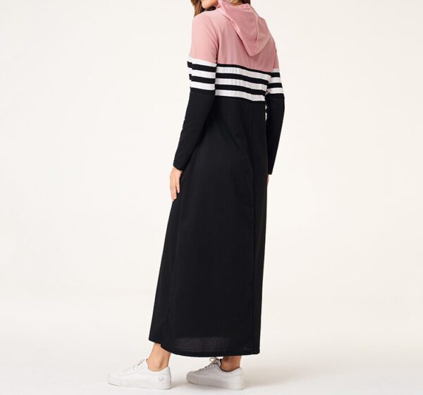 Women Hoodie Dresses Long Sleeve Striped Patchwork Casual16.58 - Image 2