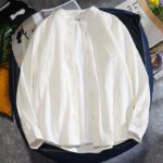 Spring And Autumn Cotton And Linen Long Sleeve Shirt Men