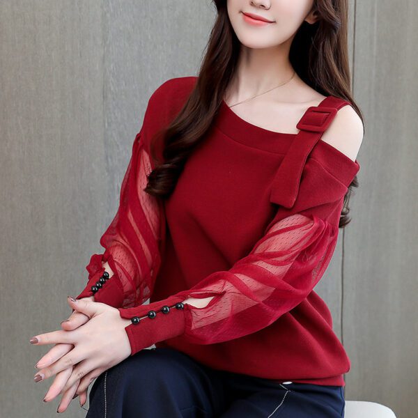 Autumn long sleeve shirt women fashion woman blouses sexy off shoulder top solid women blouse shirt clothing female9.86