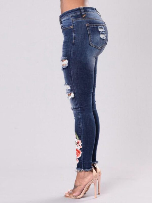 3Xl summer woman ripped Jeans With Embroidery hole Sexy High Waist Denim stretch plus size Pencil Pants High Street10.57 - Image 2