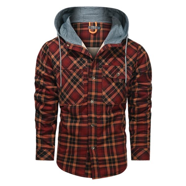 Men Warm Jacket Fleece Thick Men Slim Fit Hooded Jackets - Image 9