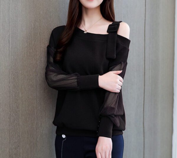 Autumn long sleeve shirt women fashion woman blouses sexy off shoulder top solid women blouse shirt clothing female9.86 - Image 5