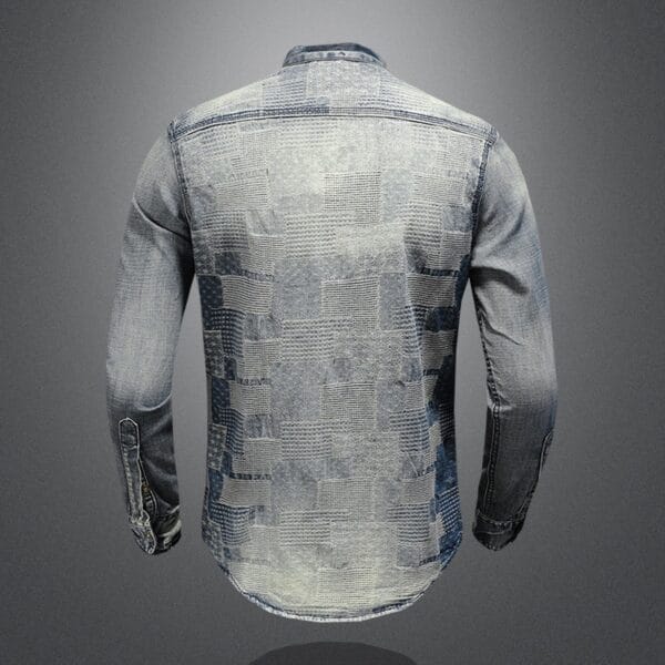 Retro Color Personality Patch Denim Shirt Punk Shirt Men - Image 5