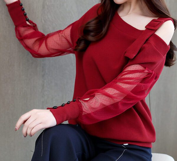 Autumn long sleeve shirt women fashion woman blouses sexy off shoulder top solid women blouse shirt clothing female9.86 - Image 2