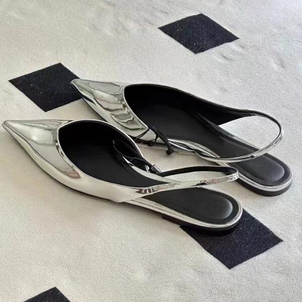 Women's Shoes Silver Paint Effect Flat Shoes Back Strap17.81 - Image 3