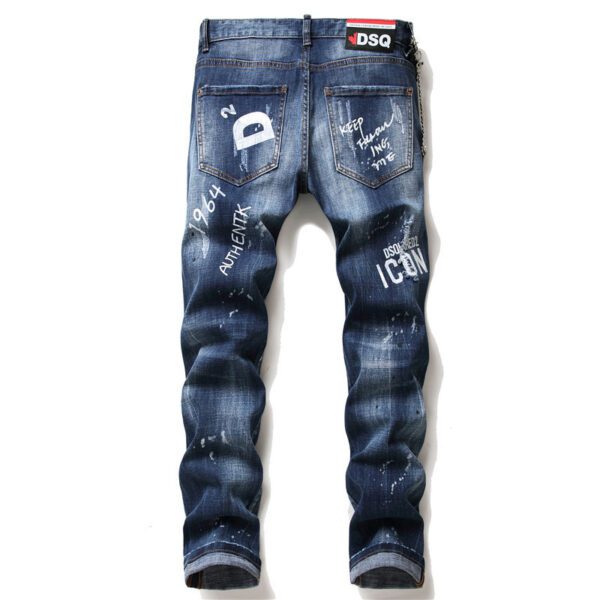 men jeans famous D2 Men slim jeans pants mens denim trousers zipper blue hole Pencil Pants21.60 - Image 4