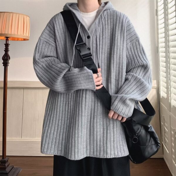 Waffle Cardigan Knitted Sweater For Men10.98