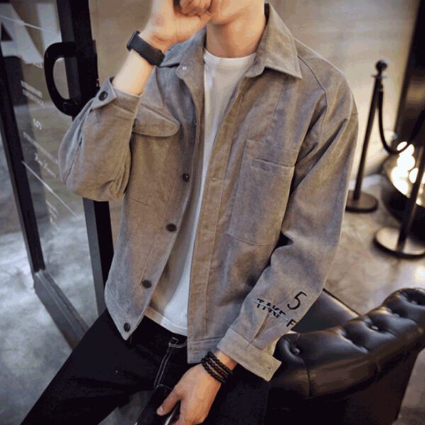 Men Single Breasted Jackets  Pockets Leisure Slim Solid Simple - Image 5