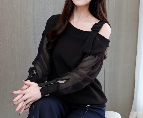 Autumn long sleeve shirt women fashion woman blouses sexy off shoulder top solid women blouse shirt clothing female9.86 - Image 3
