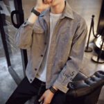 Men Single Breasted Jackets Pockets Leisure Slim Solid Simple