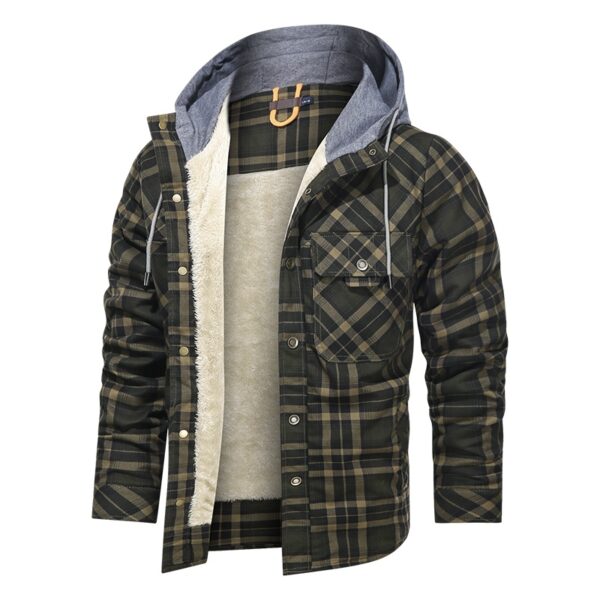 Men Warm Jacket Fleece Thick Men Slim Fit Hooded Jackets - Image 7