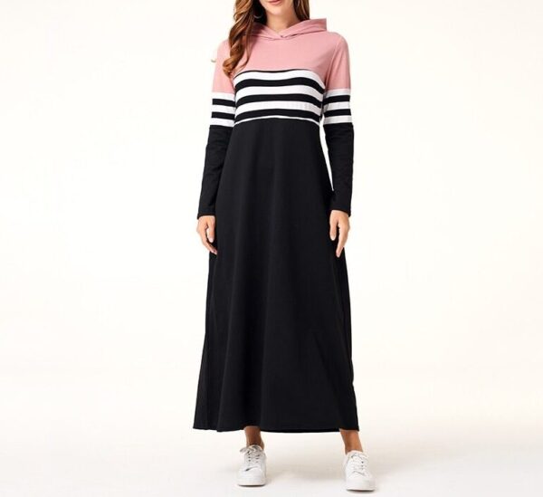 Women Hoodie Dresses Long Sleeve Striped Patchwork Casual16.58
