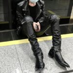 Tide Niche Casual Zipper Sheepskin Leather Slim Fit Pants Men Skinny Avant Garde Trousers349.99