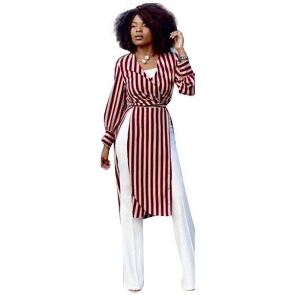 Red Striped Casual Midi Dresses9.81
