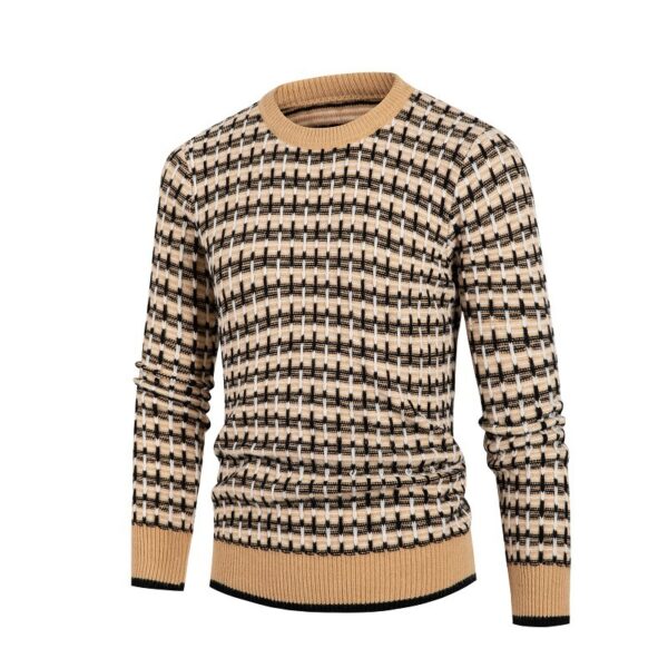 Solid Plaid Pullover Round Neck Sweater Top For Men12.99 - Image 2