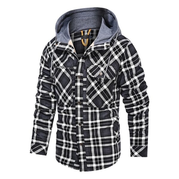 Men Warm Jacket Fleece Thick Men Slim Fit Hooded Jackets - Image 2