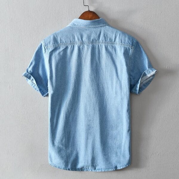 Summer Cotton Denim Shirt Coat For Men - Image 5