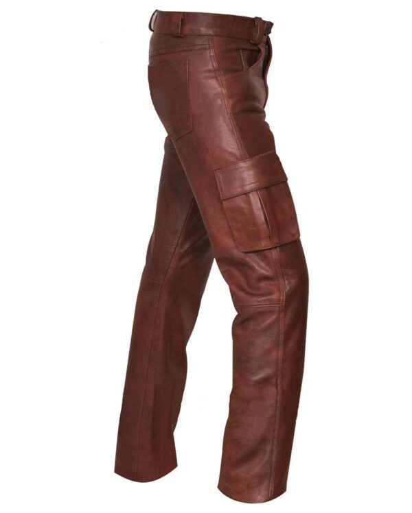 Solid Color Men's PU Leather Casual Leather Pants Trousers13.99 - Image 3