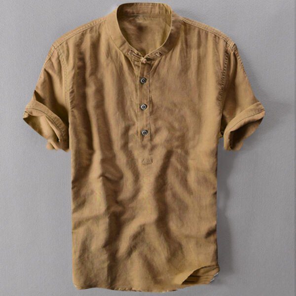 Summer New Large Size Cotton And Linen Short-Sleeved Shirt Men - Image 8