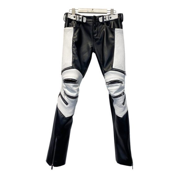 Tide Niche Casual Zipper Sheepskin Leather Slim Fit Pants Men Skinny Avant Garde Trousers349.99 - Image 2