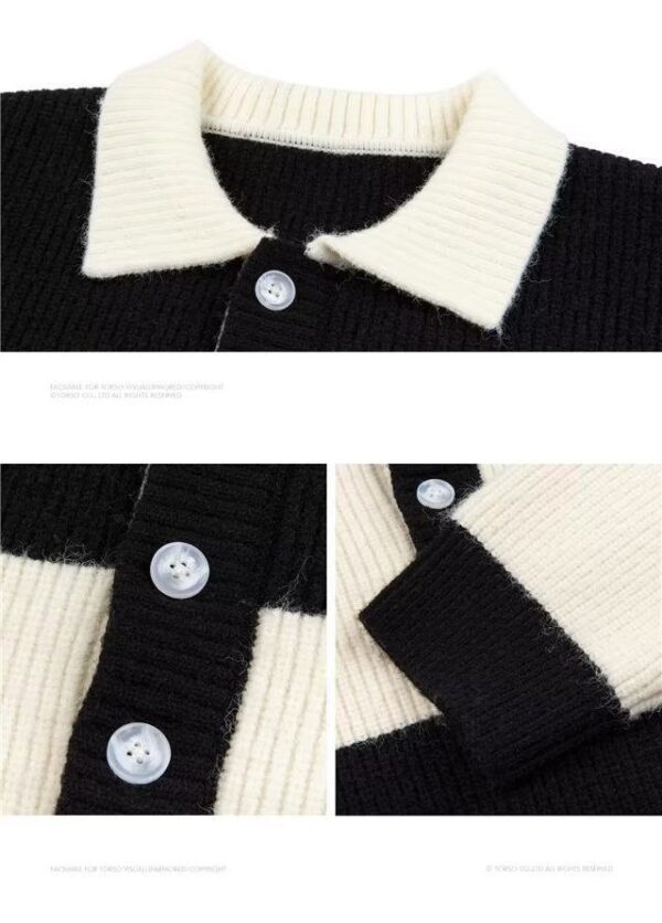 Loose Black And White Striped Sweater For Men14.99 - Image 6