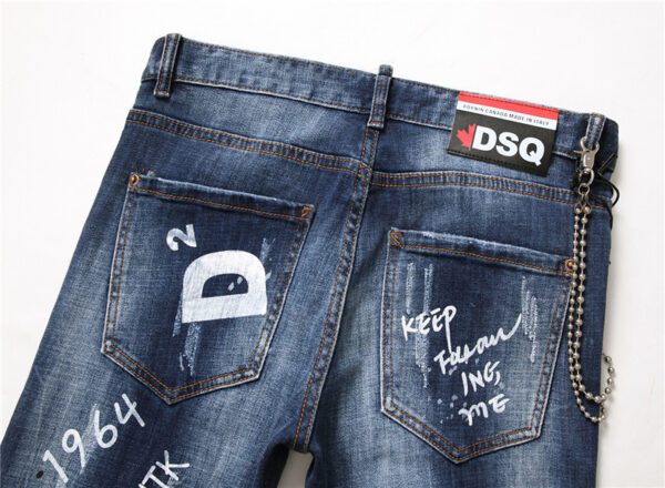 men jeans famous D2 Men slim jeans pants mens denim trousers zipper blue hole Pencil Pants21.60 - Image 5