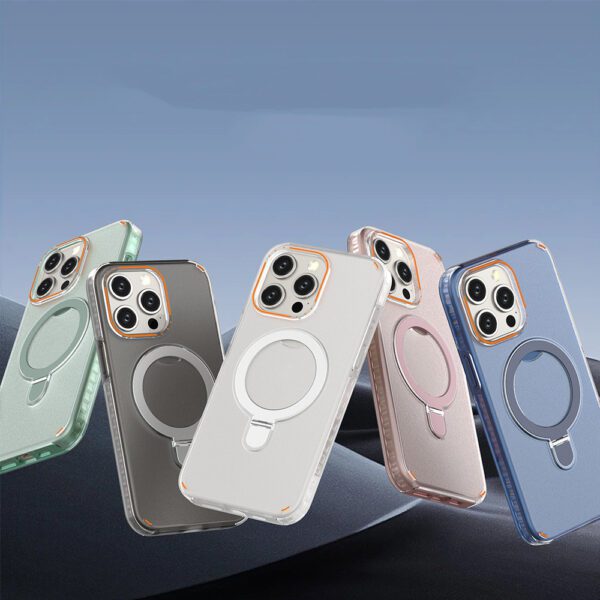 New Colorful Magnetic Bracket Phone Case With Holder Stand Cover For Magesafe Magnetic Transparent Wireless Charge Case For Phone6.99 - Image 6
