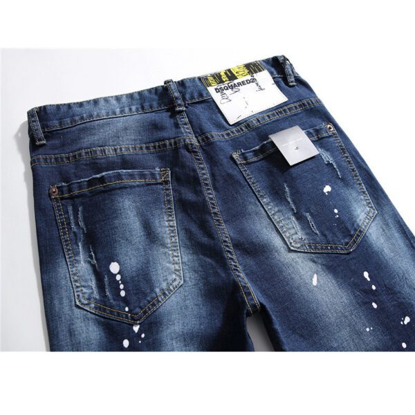 men jeans famous D2 Men slim jeans pants mens denim trousers zipper blue hole Pencil Pants21.60 - Image 6