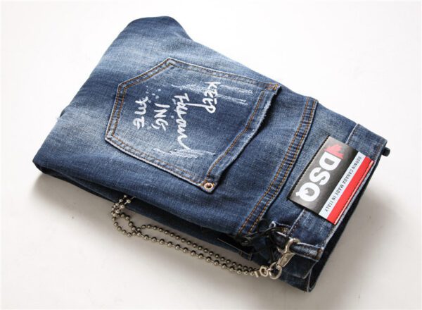 men jeans famous D2 Men slim jeans pants mens denim trousers zipper blue hole Pencil Pants21.60 - Image 3