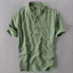 Summer New Large Size Cotton And Linen Short-Sleeved Shirt Men