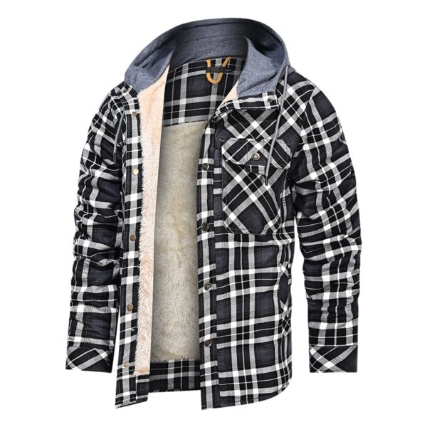 Men Warm Jacket Fleece Thick Men Slim Fit Hooded Jackets - Image 3