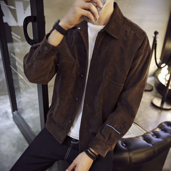 Men Single Breasted Jackets  Pockets Leisure Slim Solid Simple - Image 3