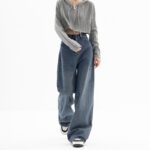 Straight Tube Loose Wide Leg Pants Blue Jeans Woman14.91