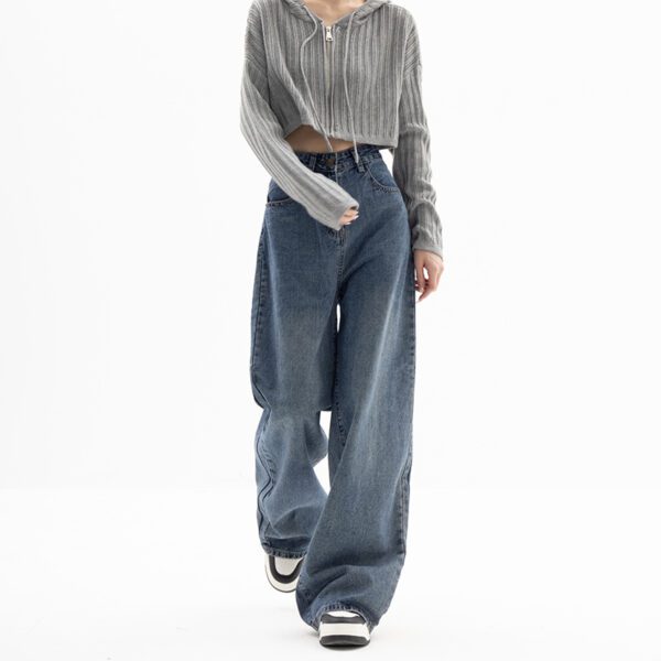 Straight Tube Loose Wide Leg Pants Blue Jeans Woman14.91