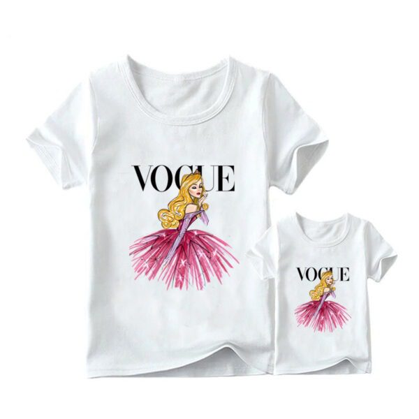 European and American INS Princess Print Mother's Day Mother and Daughter Parent-child T-shirt - Image 3