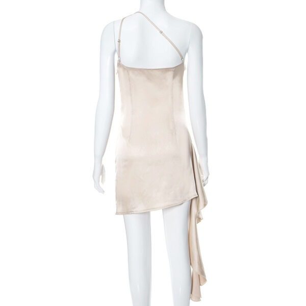 One-shoulder Sleeveless Mini Dress Sexy Slim Backless Skirt Party Wedding Dresses - Image 8